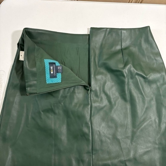 Anthropologie Maeve Womens Faux Leather A-Line  mini skirt size 12 green - Picture 11 of 14